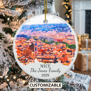 Personalized Nice Ornament, France Gift Ceramic Tree Decoration