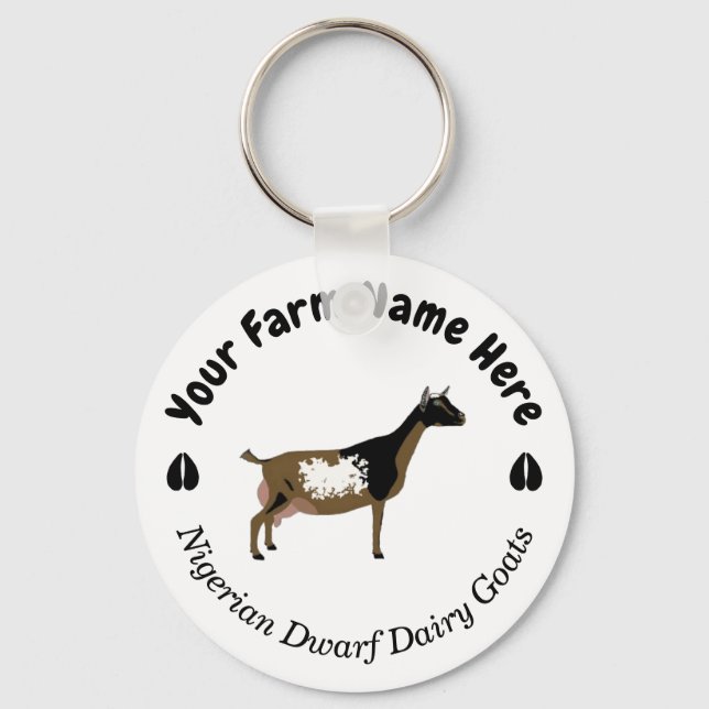 Personalized Nigerian Dwarf Dairy Goat Key Ring (Front)