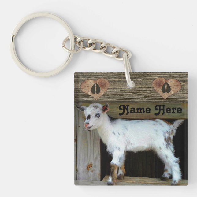 Personalized Nigerian Dwarf Dairy Goat Key Ring (Front)