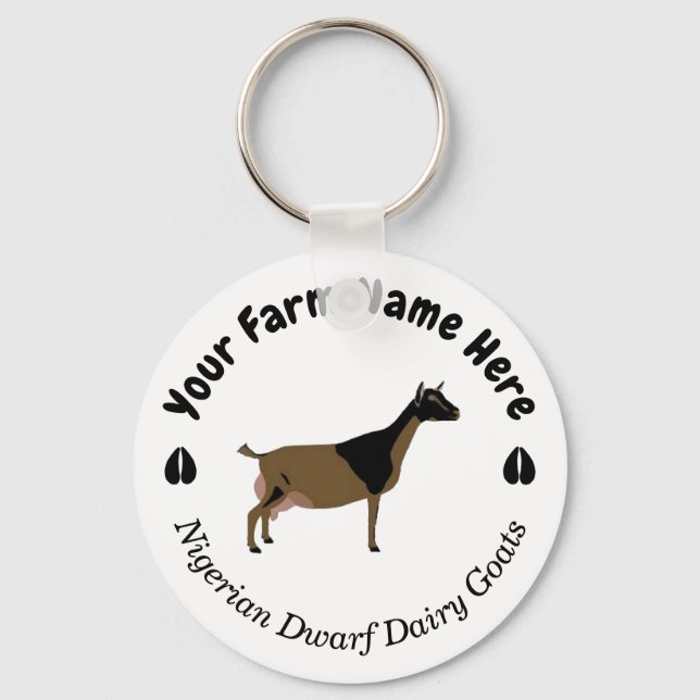 Personalized Nigerian Dwarf Dairy Goat Key Ring (Front)