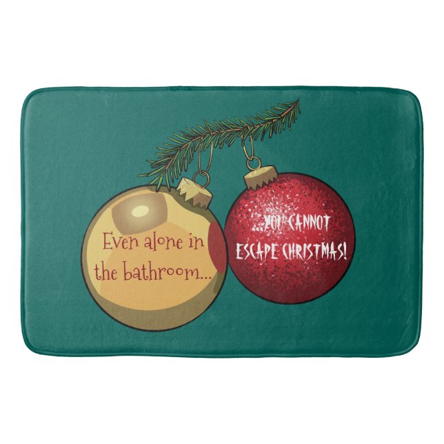 Personalized NO ESCAPE! Christmas Baubles Cartoon Bath Mat (Front)