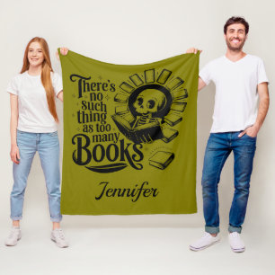 Personalized No Such Thing Too Many Bookworm Fleece Blanket