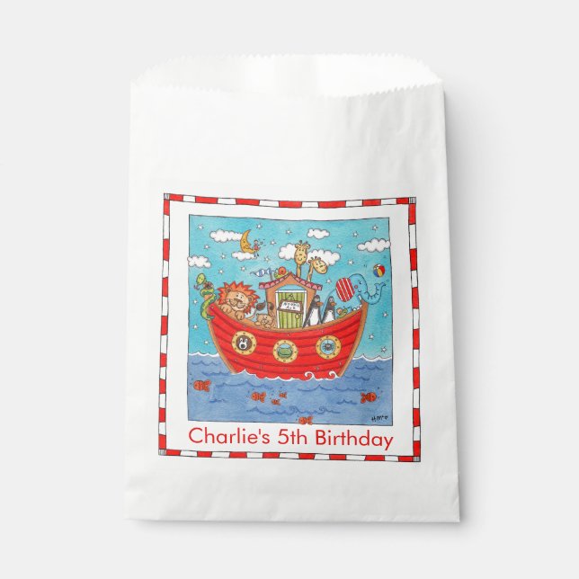 Personalized Noah's Ark Birthday Favour Bags (Front)