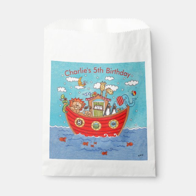 Personalized Noah's Ark Birthday Favour Bags (Front)