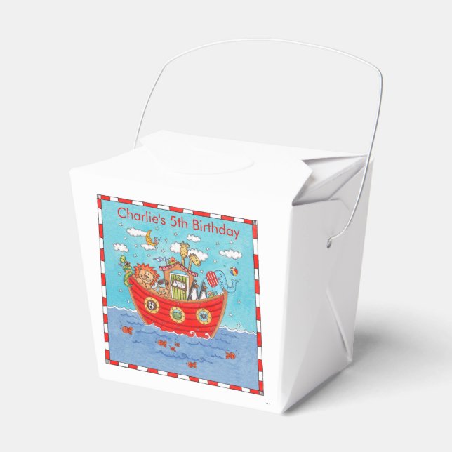 Personalized Noah's Ark Birthday Favour Box (Front Side)