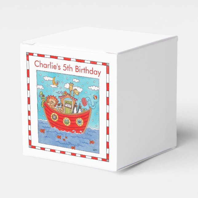 Personalized Noah's Ark Birthday Favour Box (Front Side)