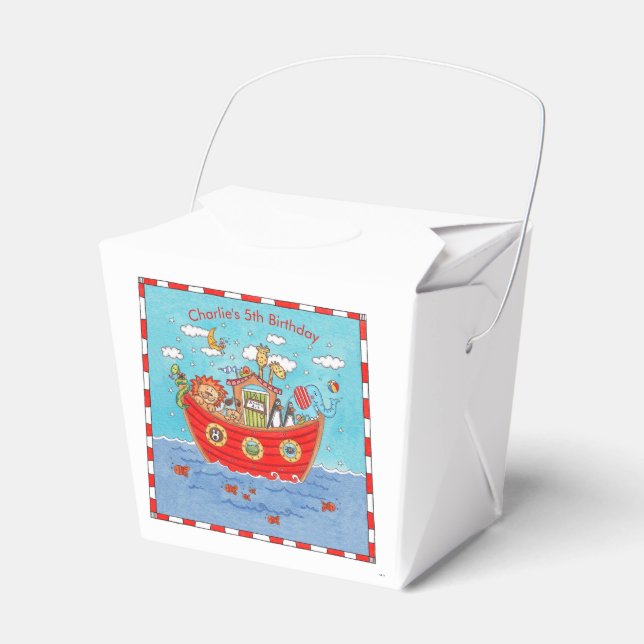 Personalized Noah's Ark Birthday Favour Box (Front Side)