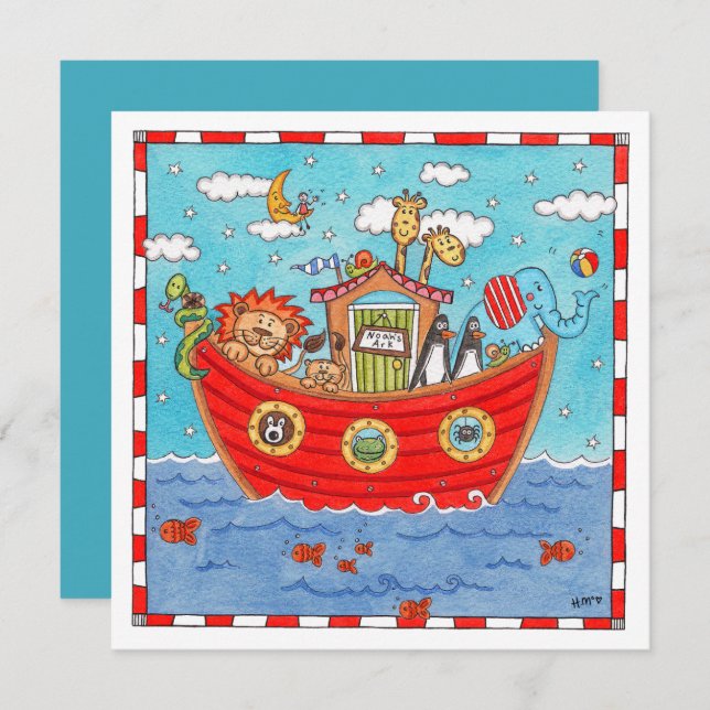 Personalized Noah's Ark Birthday Invitation (Front/Back)
