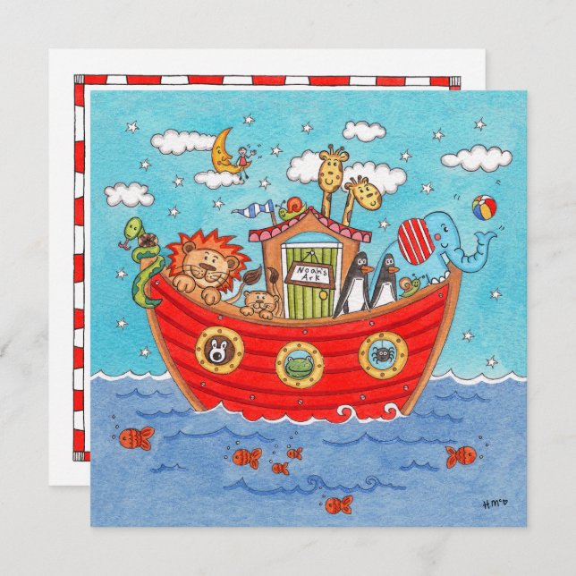 Personalized Noah's Ark Birthday Invitation (Front/Back)