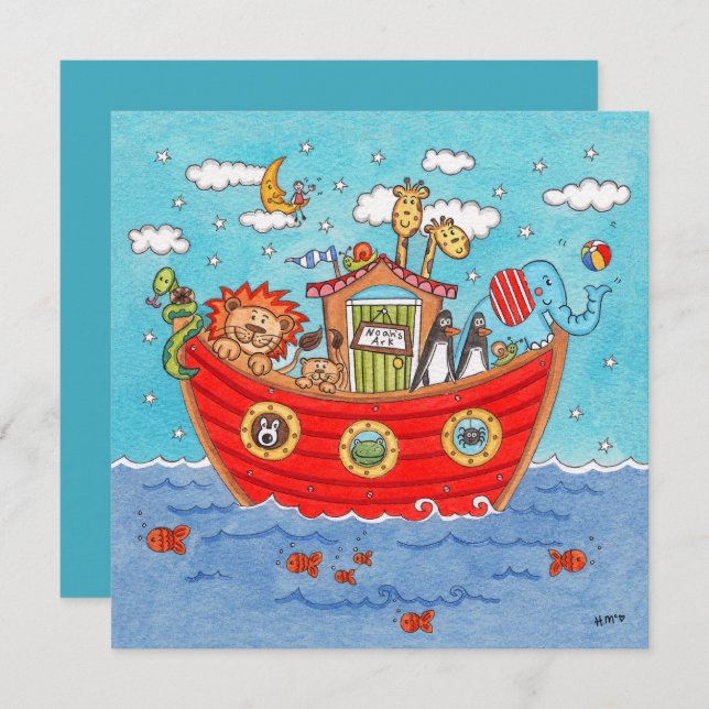 Personalized Noah's Ark Birthday Invitation (Front/Back)