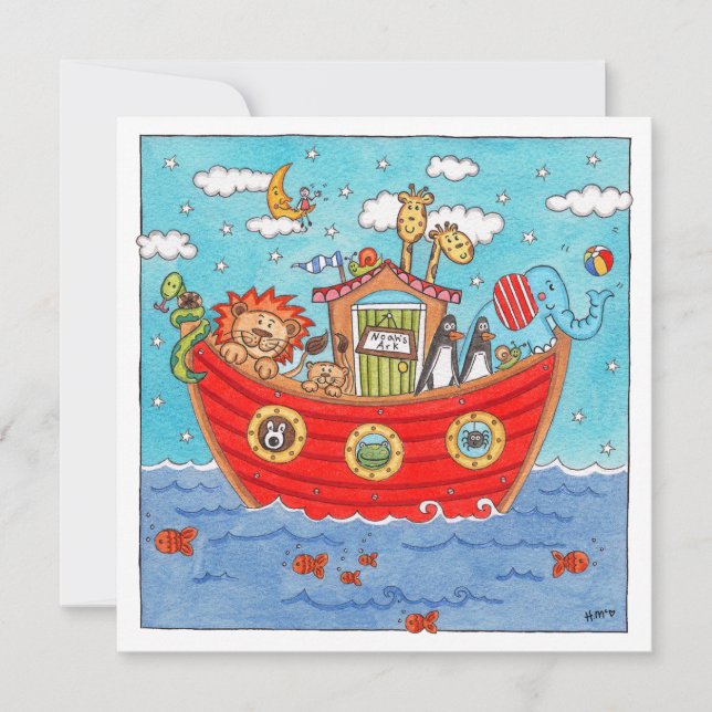 Personalized Noah's Ark Birthday Invitation (Front)