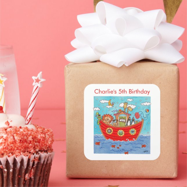 Personalized Noah's Ark  Square Sticker (Party)