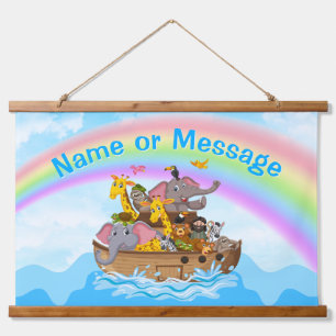 Personalized, Noah's Ark Wall Decor, Baby to Kids Hanging Tapestry