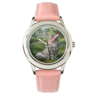 Personalized Norwegian Forest Cat in the Meadow Watch