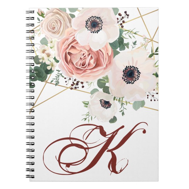Personalized Note Book Geometric Garden Rose Anemo (Front)
