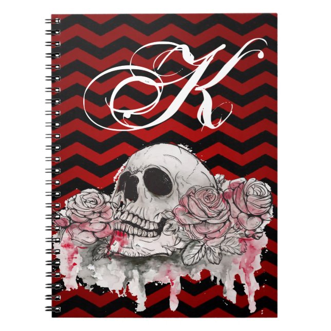 Personalized Note Book skull Rose Gothic Chevron r (Front)