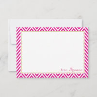 PERSONALIZED NOTE chervon pattern gold hot pink