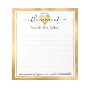 Personalized Note From the Mom of Notepad