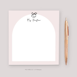 Personalized Notepad For Teacher Bow Design