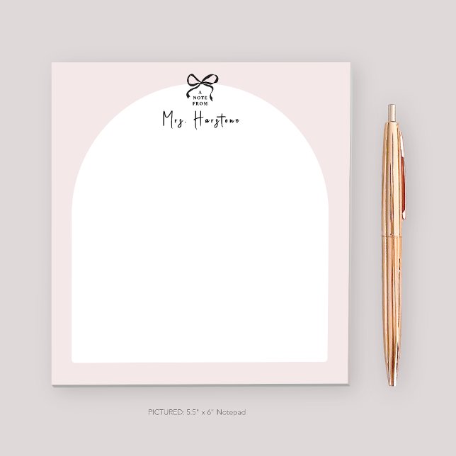 Personalized Notepad For Teacher Bow Design (Creator Uploaded)