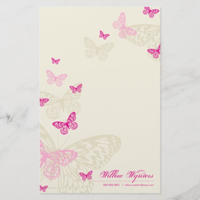 PERSONALIZED NOTEPAPER :: butterflies 4P Stationery (Front)