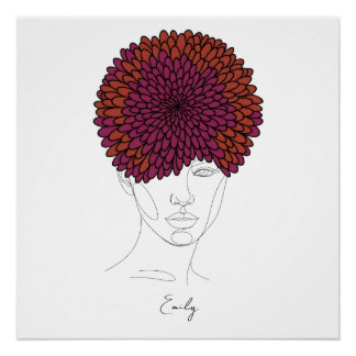 Personalized November Birth Flower Portrait Poster