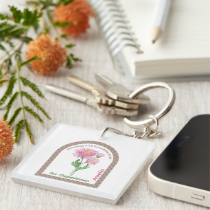 Personalized November Birth Month Flower  Key Ring