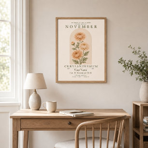 Personalized November Chrysanthemum Poster