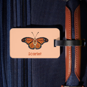 Personalized November Citrine Monarch Butterfly Luggage Tag