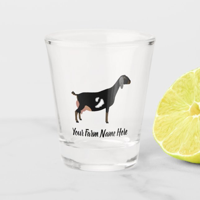 Personalized Nubian Dairy Goat Shot Glass (Front)