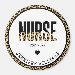 Personalized Nurse Est Cheetah RN Graduation Magnet