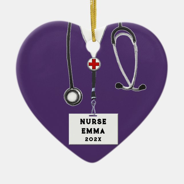 Personalized Nurse Gift Ceramic Tree Decoration (Front)