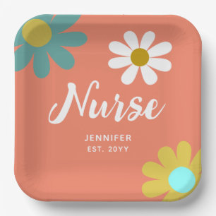 Personalized Nurse Graduate Party Boho Floral Paper Plate