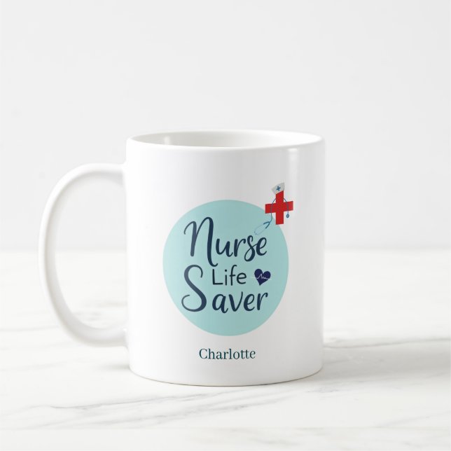 Personalized Nurse Life Saver Coffee Mug (Left)