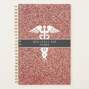 Personalized Nurse Practitioner Rose Gold Glitter Planner