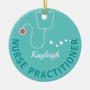 Personalized  Nurse Practitioner- stethoscope Ceramic Tree Decoration