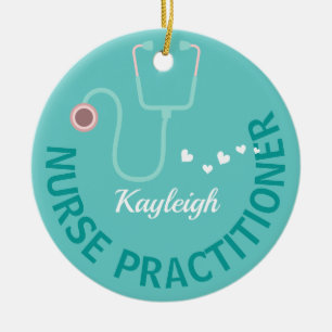 Personalized  Nurse Practitioner- stethoscope   Ceramic Tree Decoration