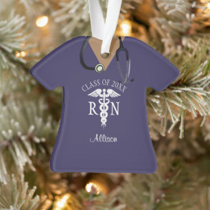 Personalized Nurse Purple Scrub Top Custom Ornament