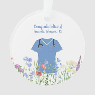 Personalized Nurse RN LPN NP Blue Scrubs Ornament
