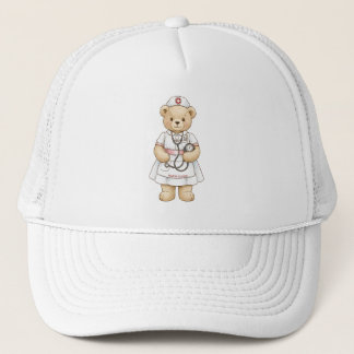 Personalized Nurse Teddy Bear Custom Name Nursing Trucker Hat