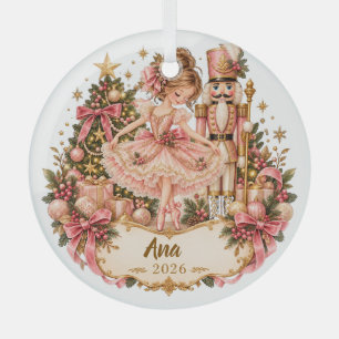 Personalized Nutcracker Ballerina Christmas Orname Glass Tree Decoration
