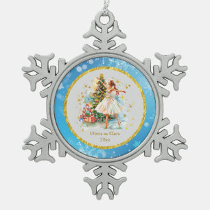 Personalized Nutcracker Ballet Christmas - Gift Snowflake Pewter Christmas Ornament
