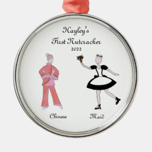 Personalized Nutcracker Chinese Tea/Maid Keepsake Metal Tree Decoration