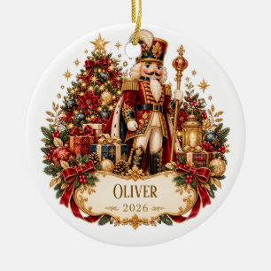 Personalized Nutcracker Christmas Blanket with Nam Ceramic Tree Decoration