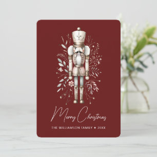 Personalized Nutcracker Christmas Card Red