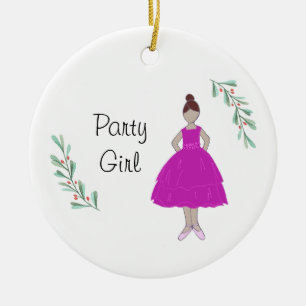 Personalized Nutcracker Party Girl  Keepsake Ceramic Tree Decoration