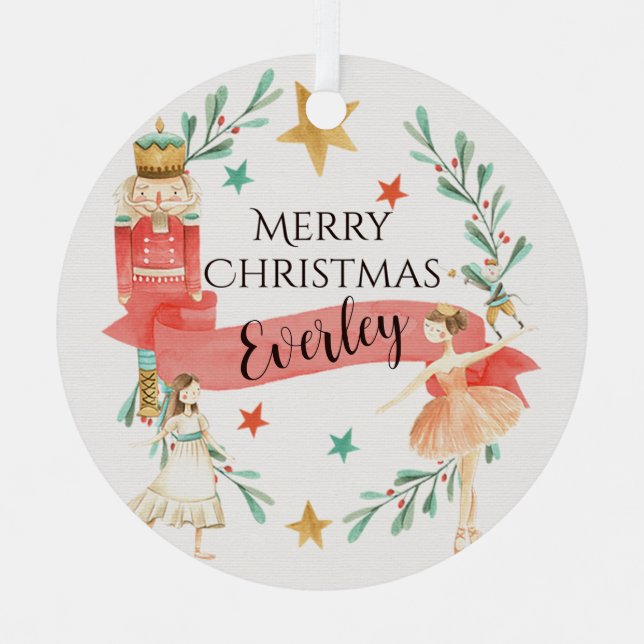 Personalized Nutcracker Theme Christmas Ornament (Front)