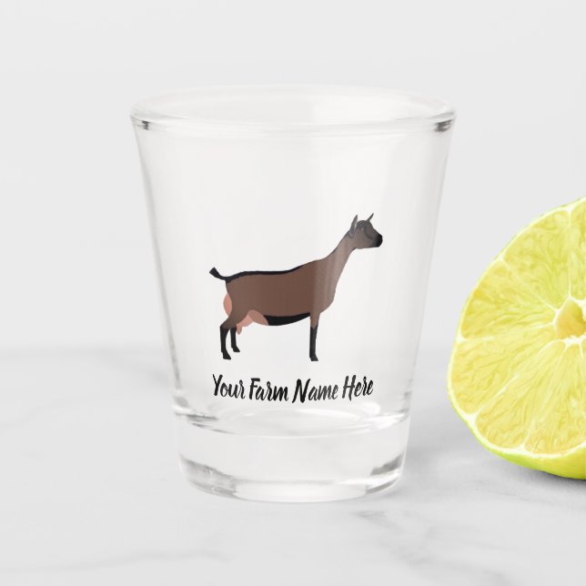 Personalized Oberhasli Dairy Goat Shot Glass (Front)