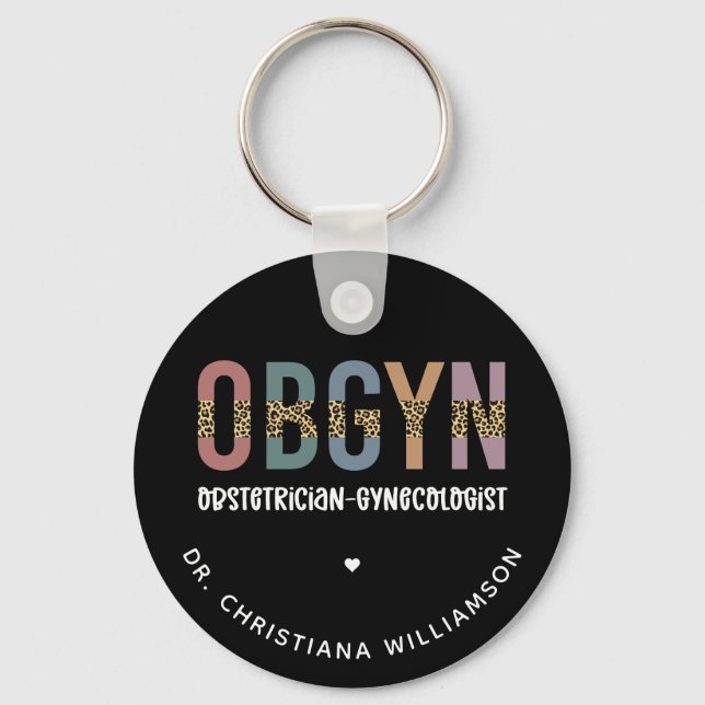 Personalized OBGYN Obstetrician Gynecologist Key Ring (Front)