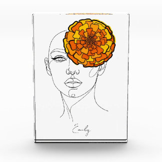 Personalized October Birth Flower Portrait Photo Block